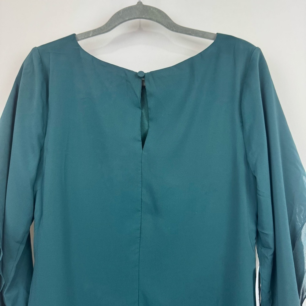 AZAZIE CARTER Stretch Pine Sheath Ruched Stretch Chiffon Dress NWT Women’s Sz 8 - Picture 7 of 16